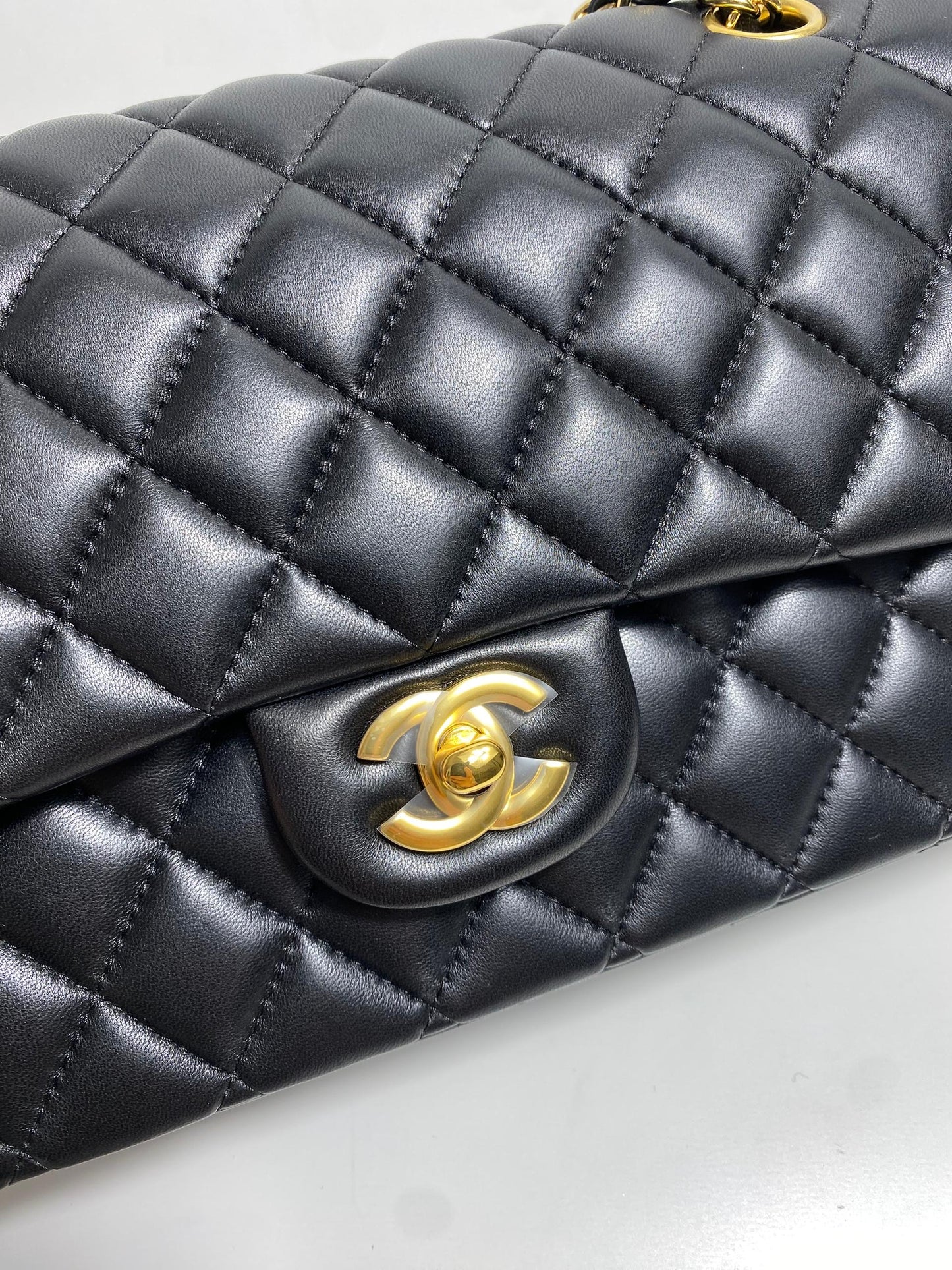 Chanel Classic Double Flap Bag Medium Lambskin Leather- Authentic Luxury Handbag