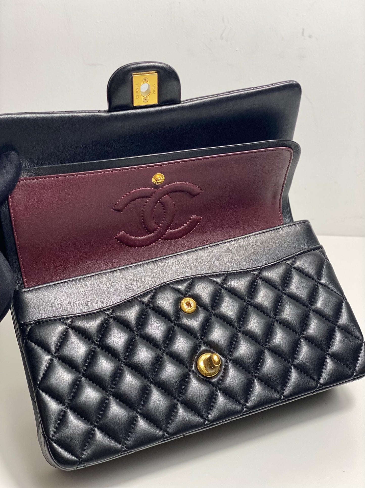 Chanel Classic Double Flap Bag Medium Lambskin Leather- Authentic Luxury Handbag
